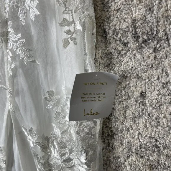 Lulus Wedding Dress Womens Large White Lace Maxi Gown Bridal Corset Back‎ Train - Picture 4 of 13